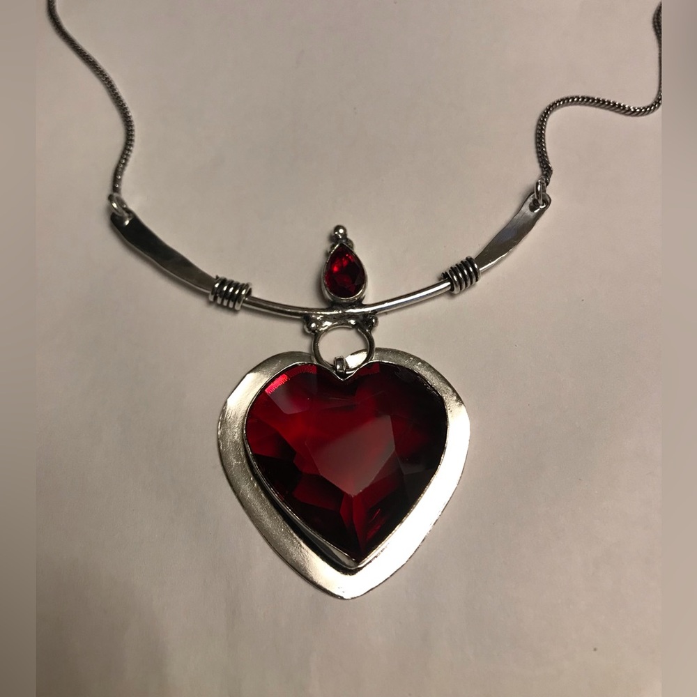 Garnet Stamped 925 Sterling Silver Necklace